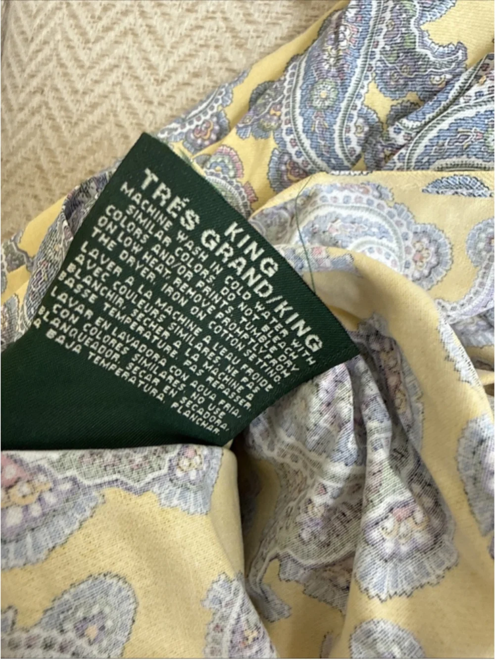 Ralph Lauren Studio Paisley Pale Yellow King Duvet Comforter Cover New Vintage